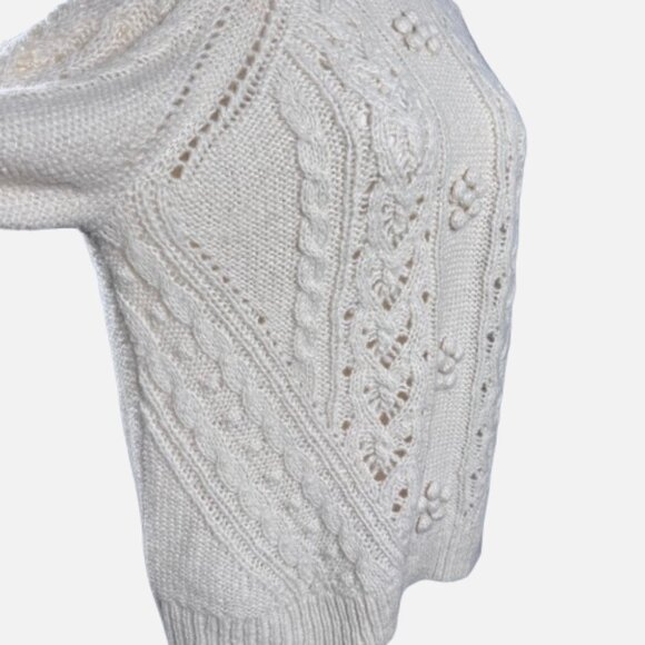 J. Crew Alpaca Wool Cable-Knit Pointelle Popcorn Bobble Flowers Sweater (SZ XXL) - Picture 8 of 16